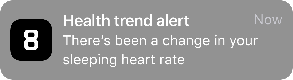 A notification showing a Health Trend update