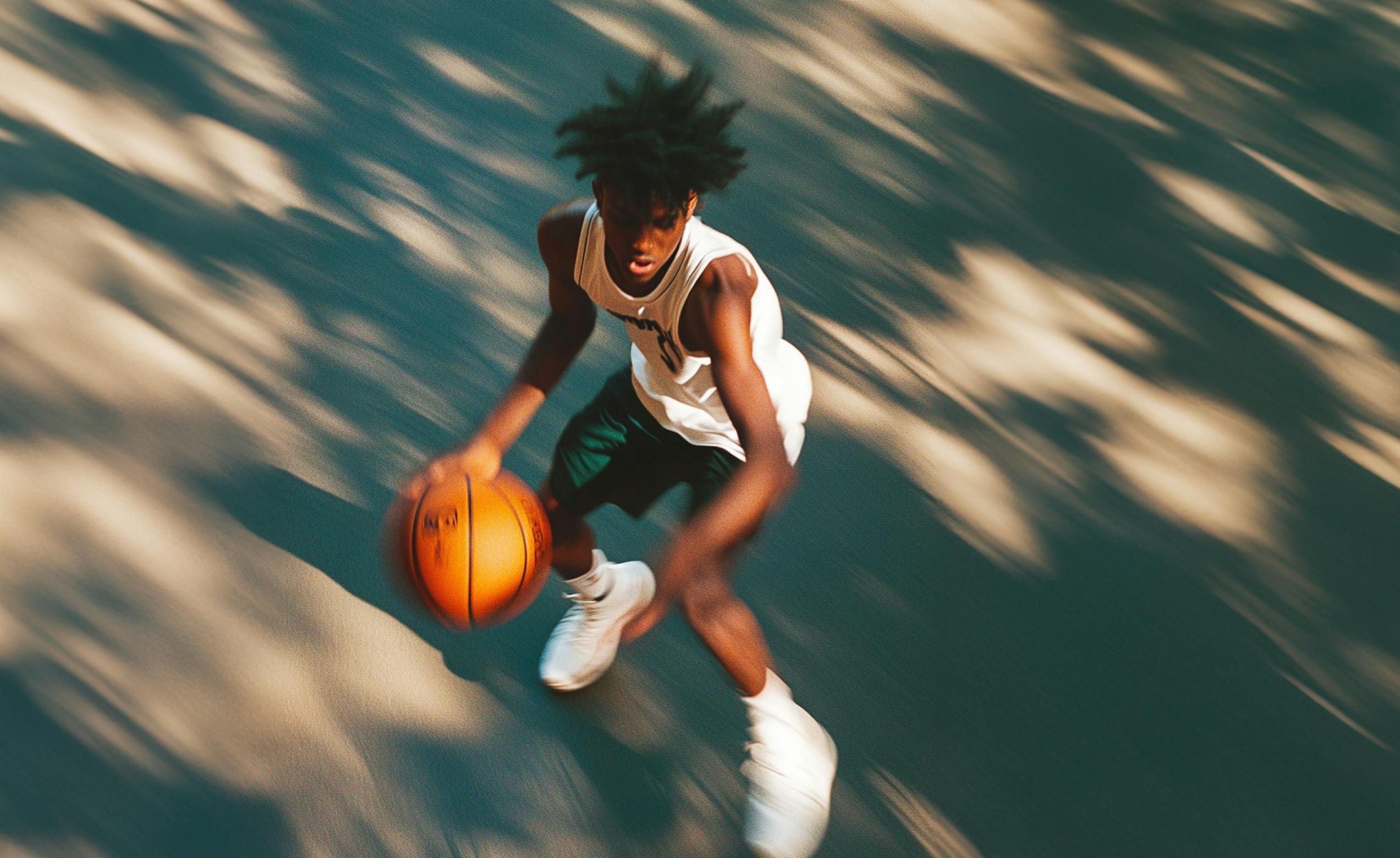 A man playing basketball