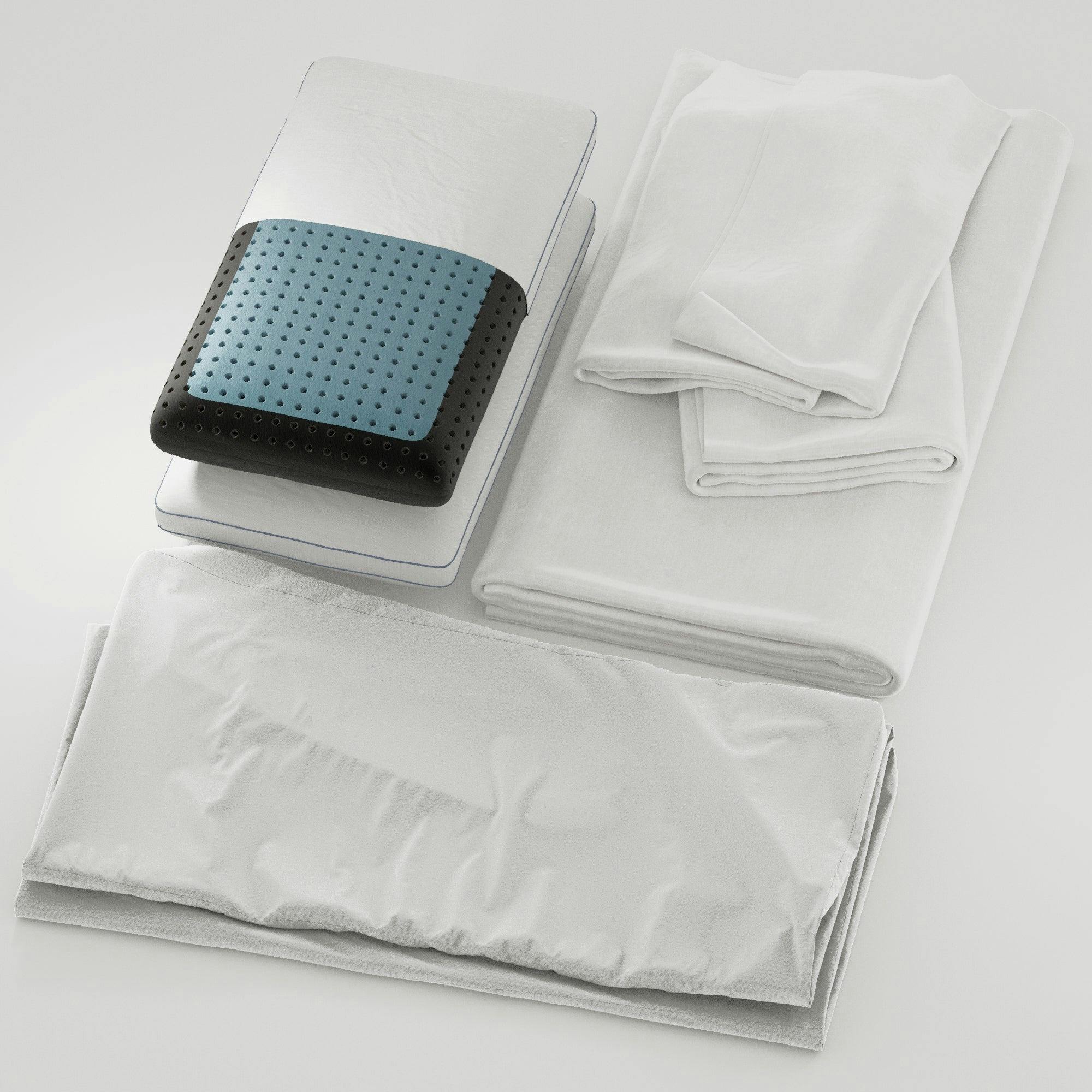 Eight Sleep - Sleep Essentials Bundle showing pillows, sheets, and protector