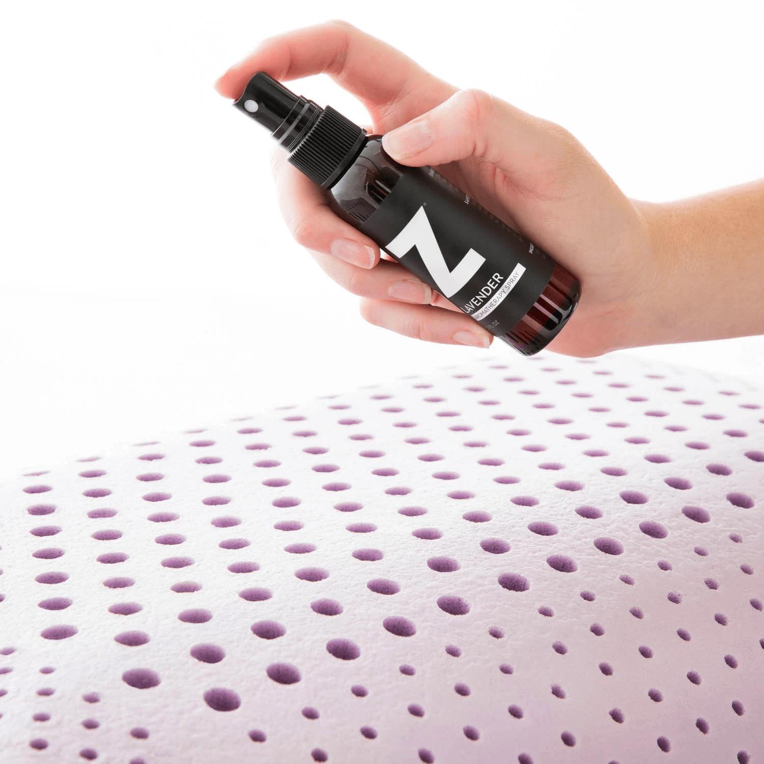 Lavender Sleep Spray being applied to pillow