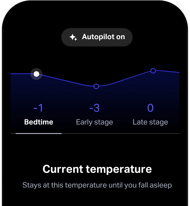 The Eight Sleep app with a temperature adjustment screen