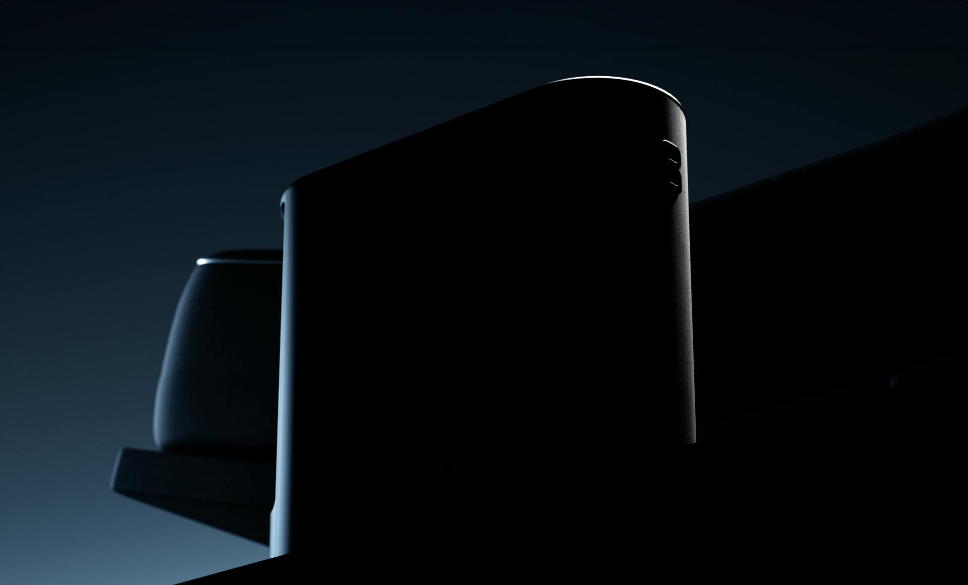A view of the Pod 5 in a shadowed room with the Base behind it